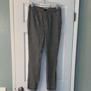 Maeve Black and White Gingham Stretch Ankle Pants